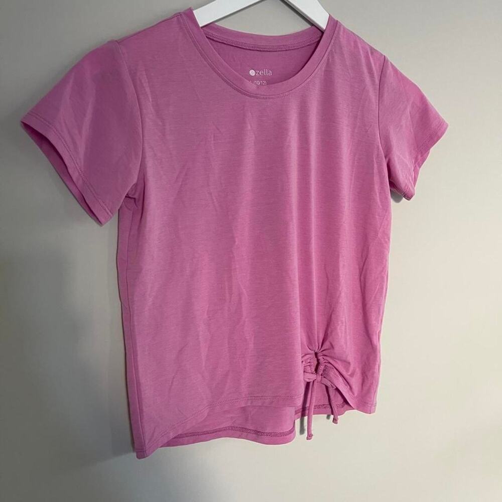 Zella Girls Pink Side Cinch Tie Athletic Tee Size L 10/12